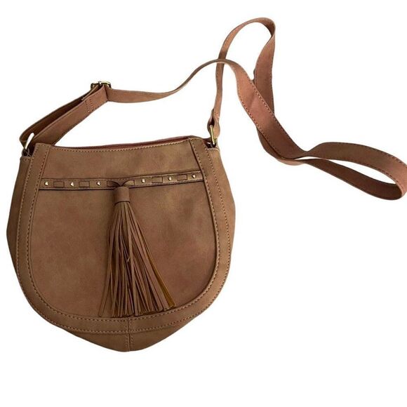 Steve Madden Faux Leather Cross Body Bag Women's Blush Pink Boho Tassel Pockets - Picture 5 of 12